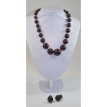 Dark Red Amber Necklace and Earrings, th