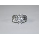 9ct White Gold Diamond Cluster Ring Set