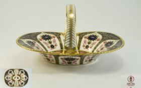 Royal Crown Derby Imari - Pattern Heather Basket of Fine Quality. With 22ct Gold Finish, Date 2005.