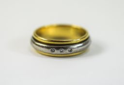 18ct Gold and Platinum Diamond Set Band Ring.