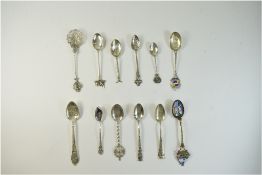 Small Souvenir Spoon Collection, mainly silver. Some enamelled, UK and European.