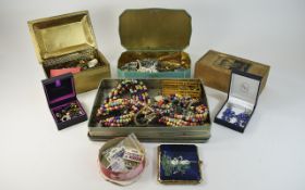 Large Box of Miscellaneous Jewellery and Chess Set Box of mixed collectible tins,