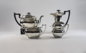 John Round 1912 art deco solid Sterling silver four piece tea / coffee service.