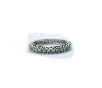 Ladies White Gold Full Eternity Diamond Ring; Set with round modern brilliant cut diamonds.
