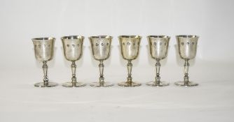 Elizabeth II Fine Set of Six Silver Goblets.