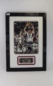 Rugby Union Interest. Signed photo montage of Martin Johnson, England & Leicester Captain.