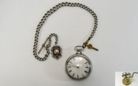 A Silver Verge Pocket Watch, London c.1839. Marked with No 71858, Pair Case Marked Maker A.T.