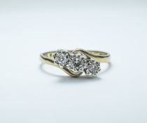 9ct Gold 3 Stone Diamond Ring with Illusion Set. Fully Hallmarked. Presents Well.