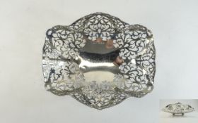 Elizabeth II Silver Open-worked Bowl Raised on 4 Ball Feet. Hallmark Birmingham 1959. Height 2.