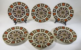 Royal Crown Derby Old Imari Set of Six Cabinet Plates. Pattern No 1128. Date 1993 All Plates.