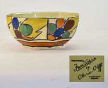 Clarice Cliff Hand Painted Octagonal Shaped Bowl ' Pebbles ' Pattern. c.1928. 7.