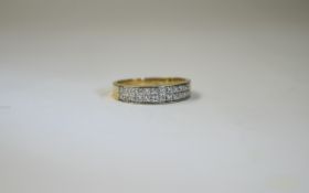 9 Carat Diamond Eternity Ring set with two rows of round brilliant cut diamonds. fully hallmarked.