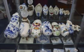 A Collection of Vintage Dutch Delft Items In The Form of Clogs ( 9 ) Items In Total. All Pieces