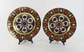 Royal Crown Derby Pair of Imari Patterned Large Cabinet Plates. Pattern 1128.