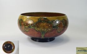 William Moorcroft Signed and Impressive Large Flambe Glazed Footed Bowl. Eventide Landscape Design.