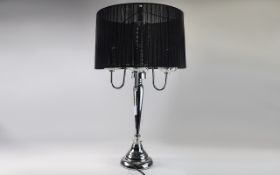 Modern Large Table Lamp; Chrome effect support decorated with large crystal to support and smaller