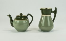 James Macintyre Dura - Table Ware Teapot and Matching Water Jug, with Pewter Lid. c.1900 - 1905.