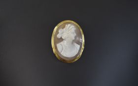 Late 19th, Early 20th Century Shell Cameo depicting a classical bust,