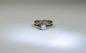 18ct Gold Diamond Rings - Fused Together. The Single Stone Diamond Ring 25 pts. Fully Hallmarked. 3.