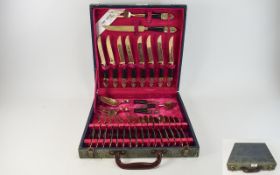 Bronze Cutlery Tea Set. Unusual bronzed metal boxed cutlery set comprising 29 items.