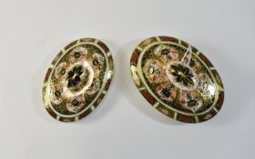 Royal Crown Derby Pair of Imari Patterned Covers. Pattern No 1128. Dates 1971 - 1972. 4.25 & 3.75