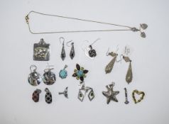 Collection of Silver Earrings and Pendants,