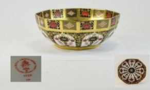 Royal Crown Derby Imari - Patterned Octagonal Shaped Bowl. Pattern No 1128. Date 1989. Diameter 8.