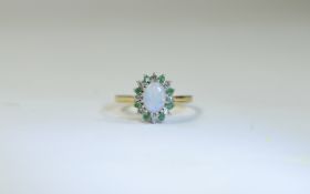 9ct Gold Opal and Diamond Cluster Ring. Fully Hallmarked.