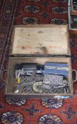 Early / Mid 20th Hinged Box Of Measuring Tools & Gauges.