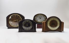 A Collection of 1920's and 1930's Wood Cased and Bakelite Mantel Clocks ( 4 ) In Total, With 8 Day