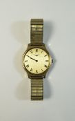Gents 1970s Longines Quartz Watch with gold plated case with steel case back.