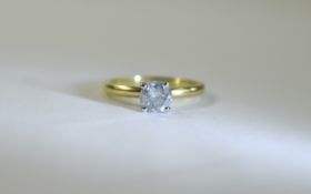 18ct Gold Single Stone Diamond Ring Round modern brilliant cut Diamonds mounted in a 4 claw setting,