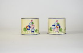 Bursley - Ware Pair of 1930's Hand Painted Pots ' Daisy ' Design. In Excellent Condition.