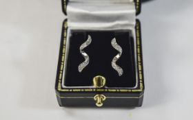 Pair of Ladies 9ct White Gold Diamond Earrings.