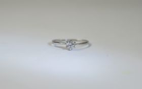 9ct White Gold Diamond Ring Set With A Single Round Cut Diamond. Fully hallmarked.