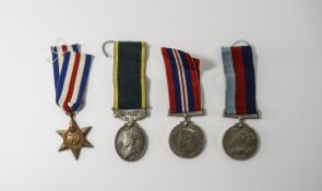 World War II Set of 4 Military Medals, Awarded to Territorial Medal for Efficient Service.