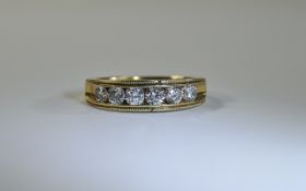 14ct Gold Diamond Ring 6 channel set round brilliant cut diamonds, approx diamond weight 1.