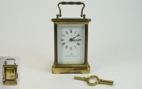 Matthew Norman - Top Quality and Heavy Brass Carriage Clock, Features White Porcelain Dial,