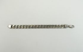 Gents - Silver Curb Bracelet. Fully Hallmarked with Strong Clasp. In Good Condition. 56.8 grams. 8.