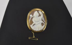Late 19th, Early 20th Century Shell Cameo depicting a classical Greek Goddess,