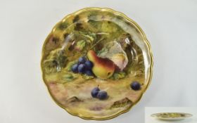 Royal Worcester Hand Painted and Signed Cabinet Plate ' Fallen Fruits ' Stillife - Pearls and