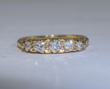 Antique 18ct Gold Five Stone Diamond Ring. The Diamonds of Good Colour. Fully Hallmarked.