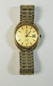 Gents 1970s Omega Seamaster Quartz Watch with gold plated cushion case.