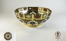Royal Crown Derby Very Fine Old Imari Solid Gold Band ( 22ct Gold ) Octagonal Shaped Large Footed