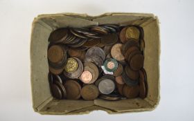 Collection Of Mostly Low Value Early 20thC Coins, Mostly Copper Pennies,