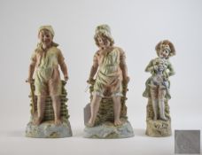 Heubach / German Late 19th Century Fine Pair of Bisque Figures ' Boy and Girl Bathing By The Sea.