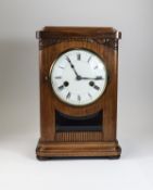 American Late 19th Century Attractive Wood Cased Mantel Clock with 8 Day Striking Movement, White