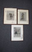 Military Interest After Charles Johnson Payne, Snaffles Three Framed Coloured Prints,