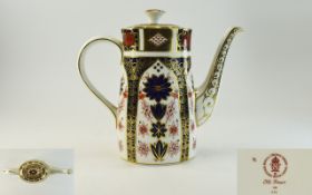 Royal Crown Derby Old Imari Tall Coffee Pot, 22ct Gold Finish. Pattern No 1128, Date 1993.