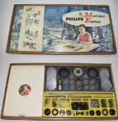Philips Mechanical Engineer Construction Set in wooden box with instructions.